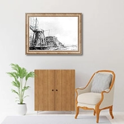 «The Windmill, 1641» в интерьере в классическом стиле над комодом