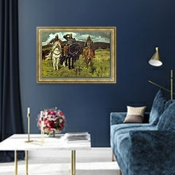 «Три богатыря» в интерьере в классическом стиле в синих тонах