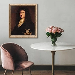 «Portrait of Jean-Baptiste Colbert de Torcy 1667» в интерьере в классическом стиле над креслом