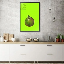 «Apple 1» в интерьере кухни с зелеными стенами