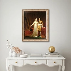 «Portrait of Jerome Bonaparte and his wife Catherine of Wurtemberg» в интерьере в классическом стиле над столом