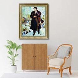 «Портрет Шаляпина» в интерьере в классическом стиле над комодом