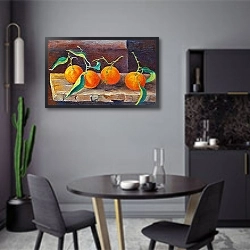 «Fruit on a Shelf, 2014» в интерьере современной кухни в серых цветах