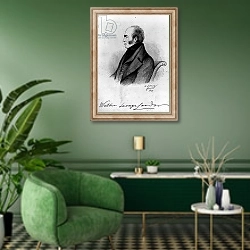 «Walter Savage Landor» в интерьере гостиной в зеленых тонах