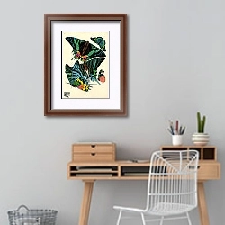 «Papillons by E. A. Seguy №18» в интерьере кабинета с деревянным столом