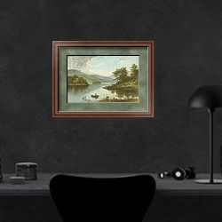 «Luss Straits - Loch Lomond» в интерьере кабинета в черных цветах над столом