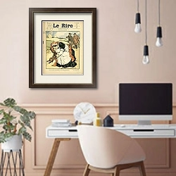 «Illustration of Abel Faivre for the Cover of Le Lire, 26/09/08 - Hunting Stories - Campaign, Hunting Hunter, Maternity, Urinating - Rabbit» в интерьере кабинета в бежевых тонах