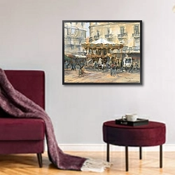 «Little Carousel, Montpellier» в интерьере гостиной в бордовых тонах
