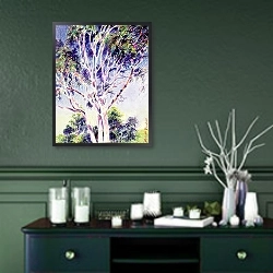 «Gum Tree, Australia» в интерьере прихожей в зеленых тонах над комодом