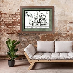 «Plan of Rochester» в интерьере гостиной в стиле лофт над диваном
