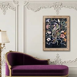 «A Parakeet in a Bouquet» в интерьере в классическом стиле над банкеткой