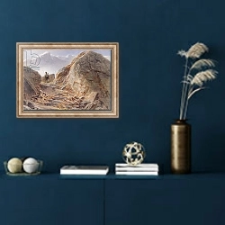 «At the Foot of Watzmann, Bavarian Highlands, 1857» в интерьере в классическом стиле в синих тонах