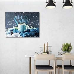 «Чашка горячего кофе в зимний зень» в интерьере современной столовой над обеденным столом