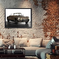 «Citro?n DS 21 Cabriolet ''Palm Beach'' by Chapron '1966» в интерьере гостиной в стиле лофт с кирпичной стеной