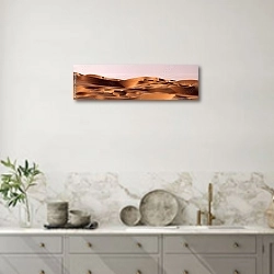 «Песчаные дюны пустыни, панорама» в интерьере современной светлой кухни