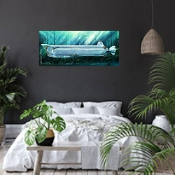 «Подводная лодка» в интерьере современной спальни с черными стенами