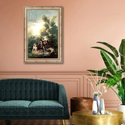 «The Picnic, 1785-90» в интерьере классической гостиной над диваном