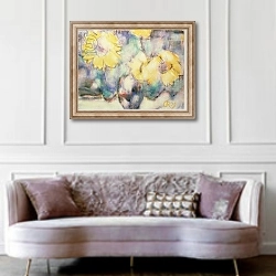 «Sunflowers in a Vase» в интерьере гостиной в классическом стиле над диваном