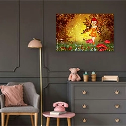 «Осенняя фея» в интерьере детской комнаты для девочки в серых тонах