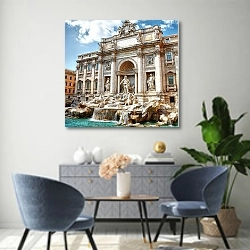 «Рим, фонтан Треви» в интерьере современной гостиной над комодом