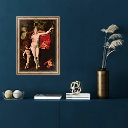 «Venus and Cupid, Allegory of the Truth» в интерьере в классическом стиле в синих тонах