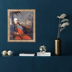 «Portrait of Pierre Andre de Suffren of Saint-Tropez» в интерьере в классическом стиле в синих тонах