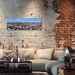 «Дания, Копенгаген. Панорамный вид» в интерьере гостиной в стиле лофт с кирпичными стенами
