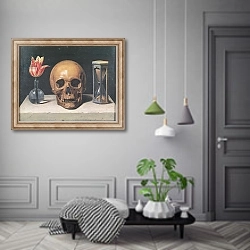 «Vanitas Still Life with a Tulip, Skull and Hour-Glass» в интерьере коридора в классическом стиле