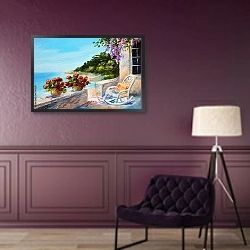 «Балкон возле моря» в интерьере в классическом стиле в фиолетовых тонах
