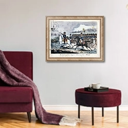 «Frederick on his White Horse near Molwitz» в интерьере гостиной в бордовых тонах