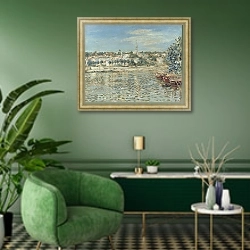 «Сен-Клу» в интерьере гостиной в зеленых тонах