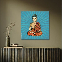 «Будда в стиле поп-арт» в интерьере в этническом стиле в коричневых цветах