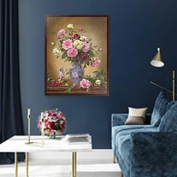 «AB/292 Romantic Roses of Yesteryear» в интерьере в классическом стиле в синих тонах