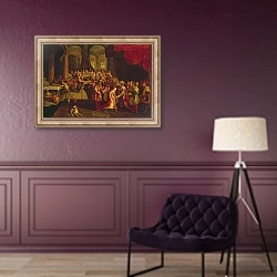 «King Ahasuerus Crowns Esther» в интерьере в классическом стиле в фиолетовых тонах
