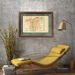 «Карта Праги, конец 19 в. 2» в интерьере в стиле лофт с желтым креслом