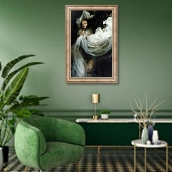 «Floating bride, 2013, screen print» в интерьере гостиной в зеленых тонах
