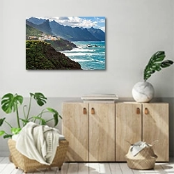 «Прибрежная деревня в Тенерифе, Канарские острова, Испания» в интерьере современной комнаты над комодом