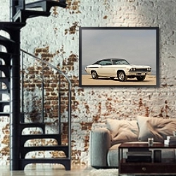 «Chevrolet Chevelle Yenko SC 427 '1969» в интерьере двухярусной гостиной в стиле лофт с кирпичной стеной