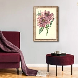 «Rhododendron» в интерьере гостиной в бордовых тонах