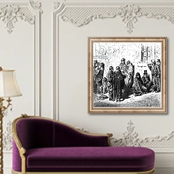 «Les Miserables, from 'London, A Pilgrimage' by William Blanchard Jerrold, 1872» в интерьере в классическом стиле над банкеткой