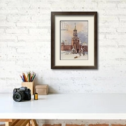 «The Saviour Tower of the Kremlin» в интерьере современного кабинета над столом