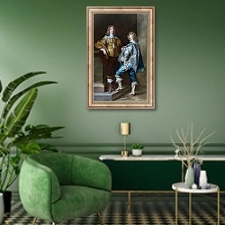 «Лорд Джон Стюарт и его брат, Лорд Бернард Стюарт» в интерьере гостиной в зеленых тонах