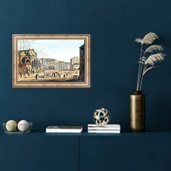 «View of Saint-Germain-l'Auxerrois, c.1802» в интерьере в классическом стиле в синих тонах