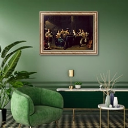 «Merry Company 2» в интерьере гостиной в зеленых тонах