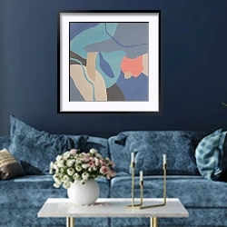 «Jungle 11. Abstract vision» в интерьере современной гостиной в синем цвете