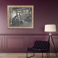 «The Weaver's Workshop at Dinan or, The Weaver and his Wife, 1893» в интерьере в классическом стиле в фиолетовых тонах