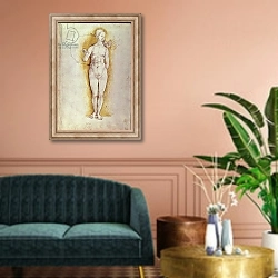 «Female nude 1» в интерьере классической гостиной над диваном