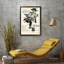 «Ретро-Реклама 99» в интерьере в стиле лофт с желтым креслом