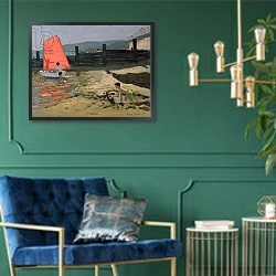 «Red Sail, Isle of Wight» в интерьере в классическом стиле с зеленой стеной