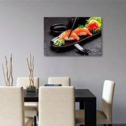 «Суши с лососем» в интерьере современной кухни над столом